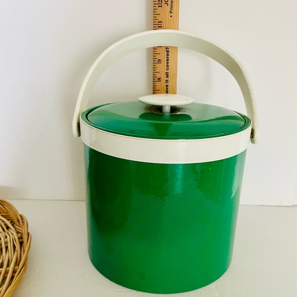 Georges Briard Vintage Green and White Mod Mid Century Modern Ice Bucket w/ lid - Picture 14 of 16